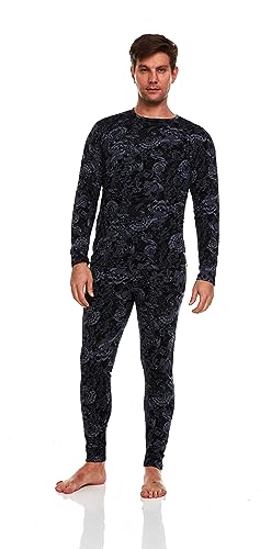 ED HARDY 2 Piece Mens Thermal Underwear Set Graphic Fleece Lined Long Underwear Mens Base Layer Shirt Long Johns2