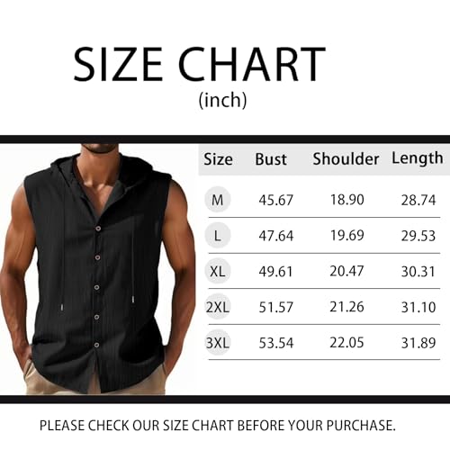 Men Linen Sleeveless Hoodies Button Down Shirt Summer Casual Hawaiian Beach Lightweight Fashion Hoodies2