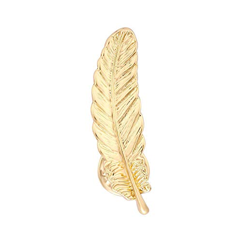 Image of NOUMANDA Plated Leaf Feather Lapel Pin Collar Brooch for Women