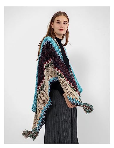 Women's Vintage Ethnic Wind Cardigan Shawl - Christmas Knitted Scarf With Tassels3