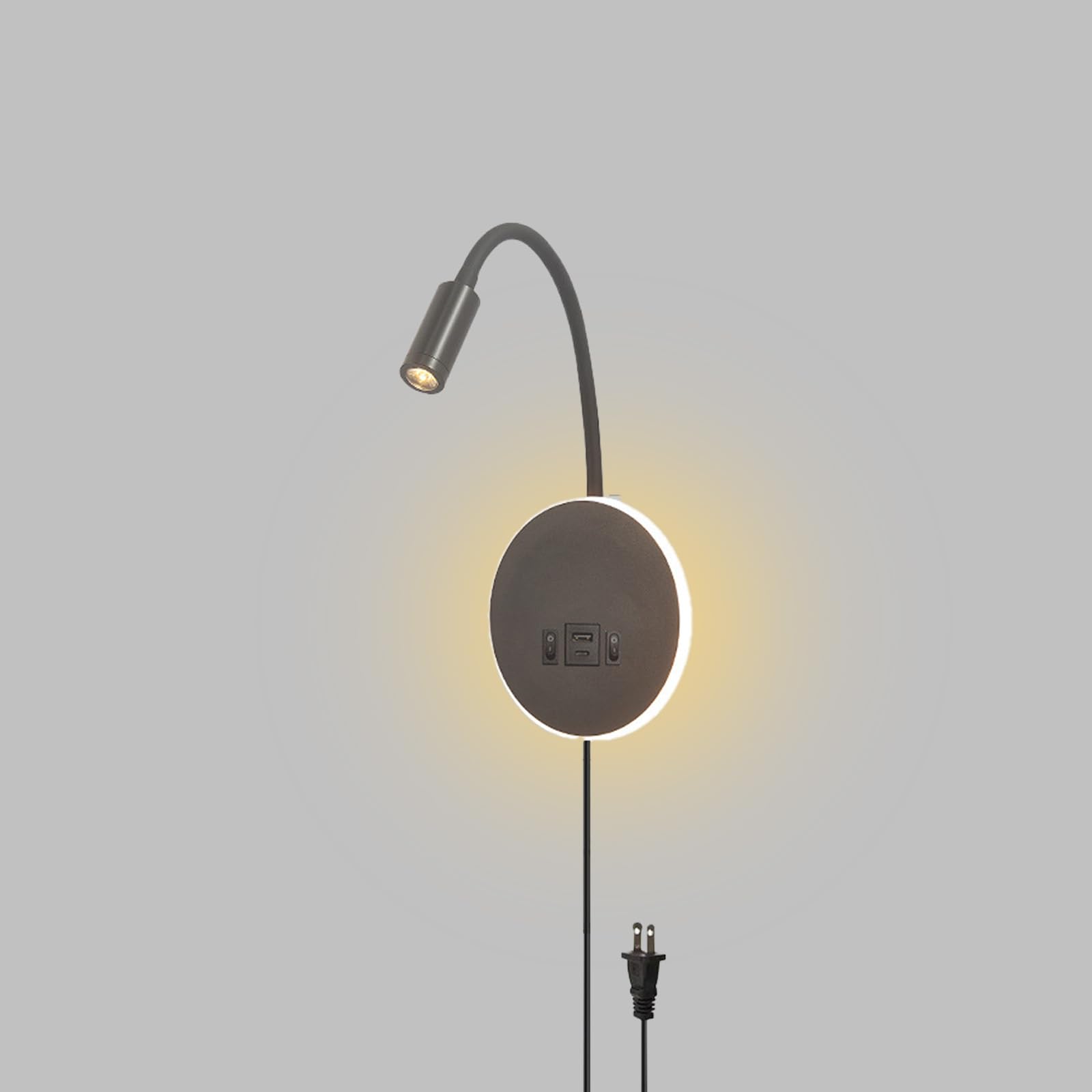 Aplique de pared con puerto de carga USB y enchufe para evitar obras 8