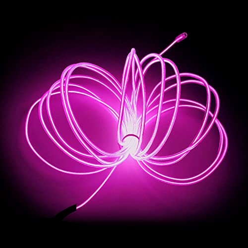 Image of MaxLax EL Wire Pink, 32.8ft /10m Portable Battery Pack Neon Light Strip 360 Cuttable Glowing Rope Lights for Parties, Halloween, DIY Decoration