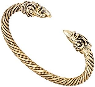 kkjoy Viking Bracelet for Men Metal Animal Head Screw Teen Cuff Bangle Norse Biker Amulet Nordic Pirates Arm Ring Wristband Jewellery