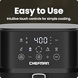 Chefman Air Fryer – 6 QT Compact Airfryer for Quick & Easy Meals in Minutes, Features Hi-Fry Technology for Extra Crisp, Touchscreen Controls with 4 Presets, Nonstick & Dishwasher Safe Basket - Black