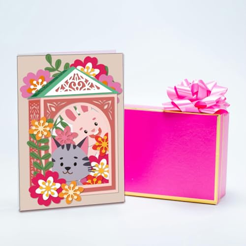 WADORN 3D Butterfly Flower Lantern Metal Cutting Dies, Vintage Hollow Gift Box Cutting Dies Stencils Hollow Window Frame Background Embossing Tool Cut Stencils for Craft Card Scrapbooking Album Craft