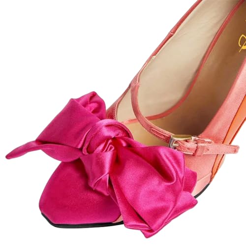 XYD Women's Stylish Bowknot Round Closed Toe Pumps Slip On Slender Buckle Strap Cone High Heels Dress Wedding Evening Shoes2