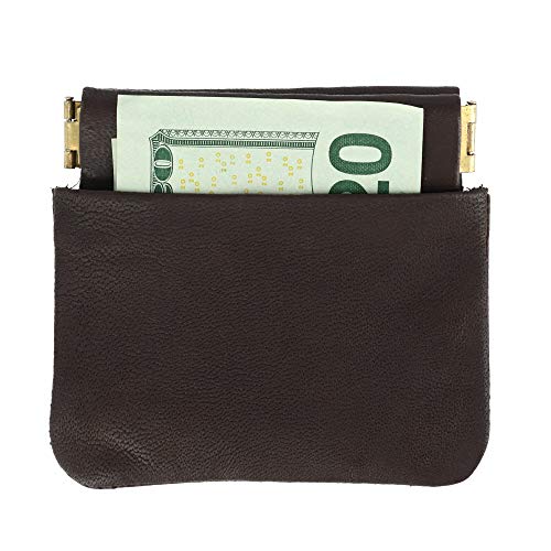 CTM Leather Push Mouth Coin Wallet with Card Slots, Brown2