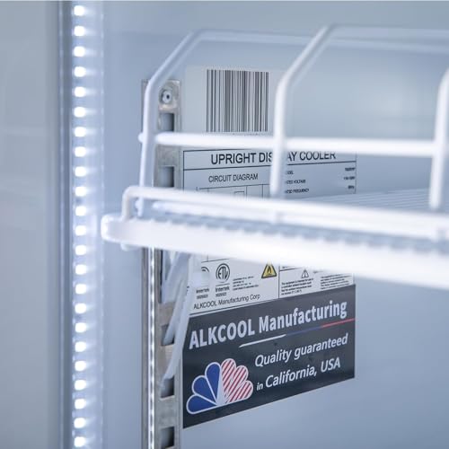 Image of Commercial Beverage Refrigerator Display Fridge,Single Glass Door Merchandiser Drink Cooler with LED Light Adjustable Shelves,ETL approval,16.5Cu Ft,68.9''High