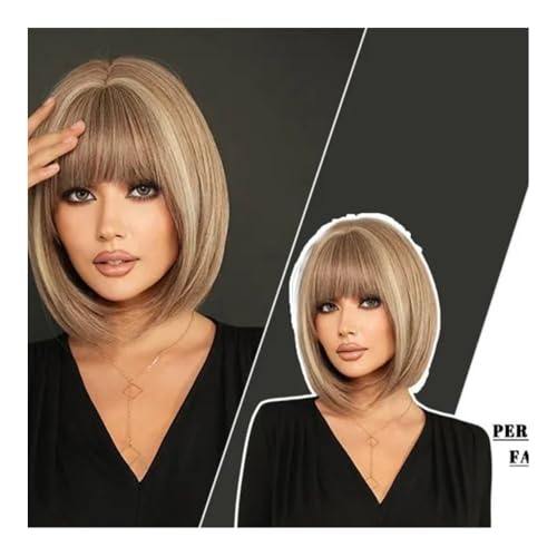 Perruque Bob marron clair en cheveux humains lisses premium - 4