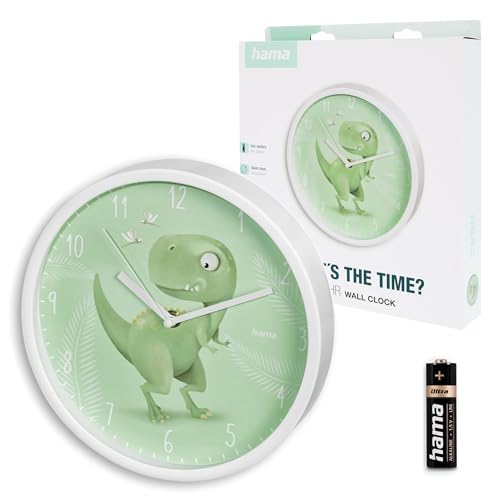 Hama Horloge Murale pour Enfant (Pendule Murale sans tic-tac, Horloge à Quartz silencieuse, Ø 25 cm, Horloge analogique, Aiguilles des Heures, Minutes et...