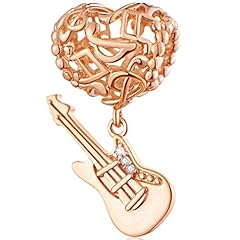 Rose Gold Guitar Heart Charm