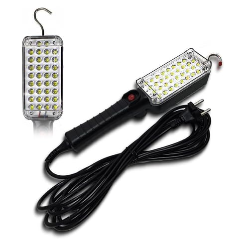 AntDau71 - Lámpara de Trabajo Linterna Recargable 34 LED SMD Luz Blanca Gancho Imán Taller Garaje