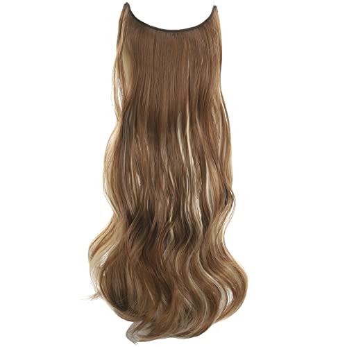 Lecipo Invisible Wire Hair Extensions Transparent Wire Adjustable Size 4 Secure Clips Long Wavy Curly Secret Hairpiece 24 Inch For Women #TOP1