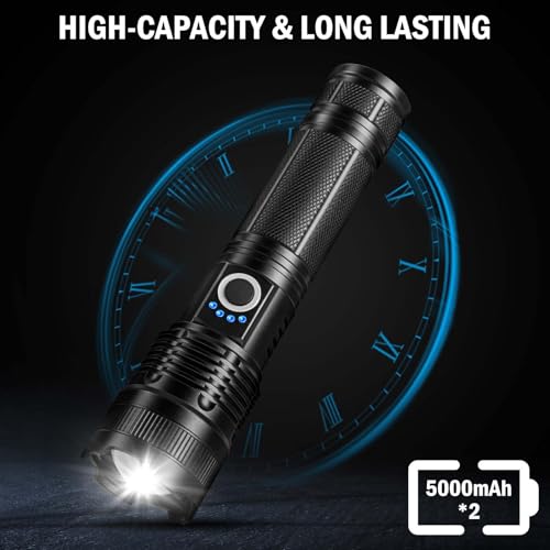 Rechargeable Flashlights High Lumens, 4 Pack 99,000 Lumens Led Flashlights with 5000ɱAh Βattery, Waterproof Powerful Flash Light Multifunctional Flashlights for Home Camping Hiking - Image 5