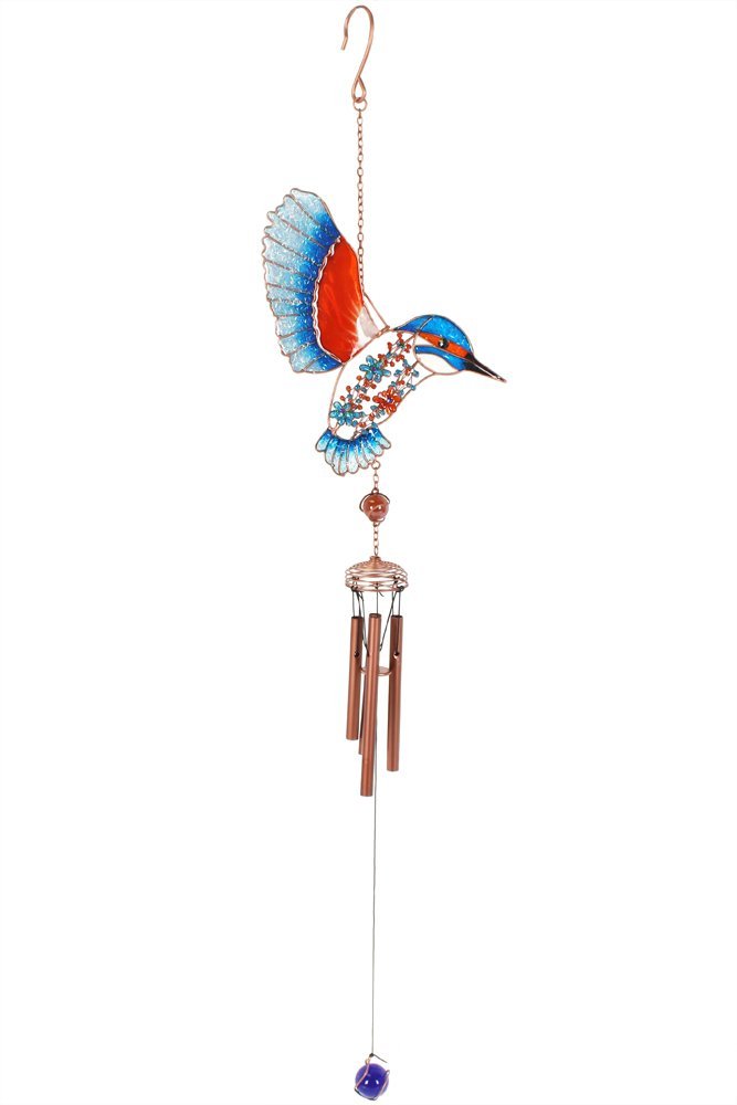 Stunning Blue & Orange Metal Kingfisher Windchime - 68cm x 4.5cm (1 Pc.) - Unique Handcrafted Design, Mesmerizing Tones & Premium Quality Material - Great Home & Office Decor