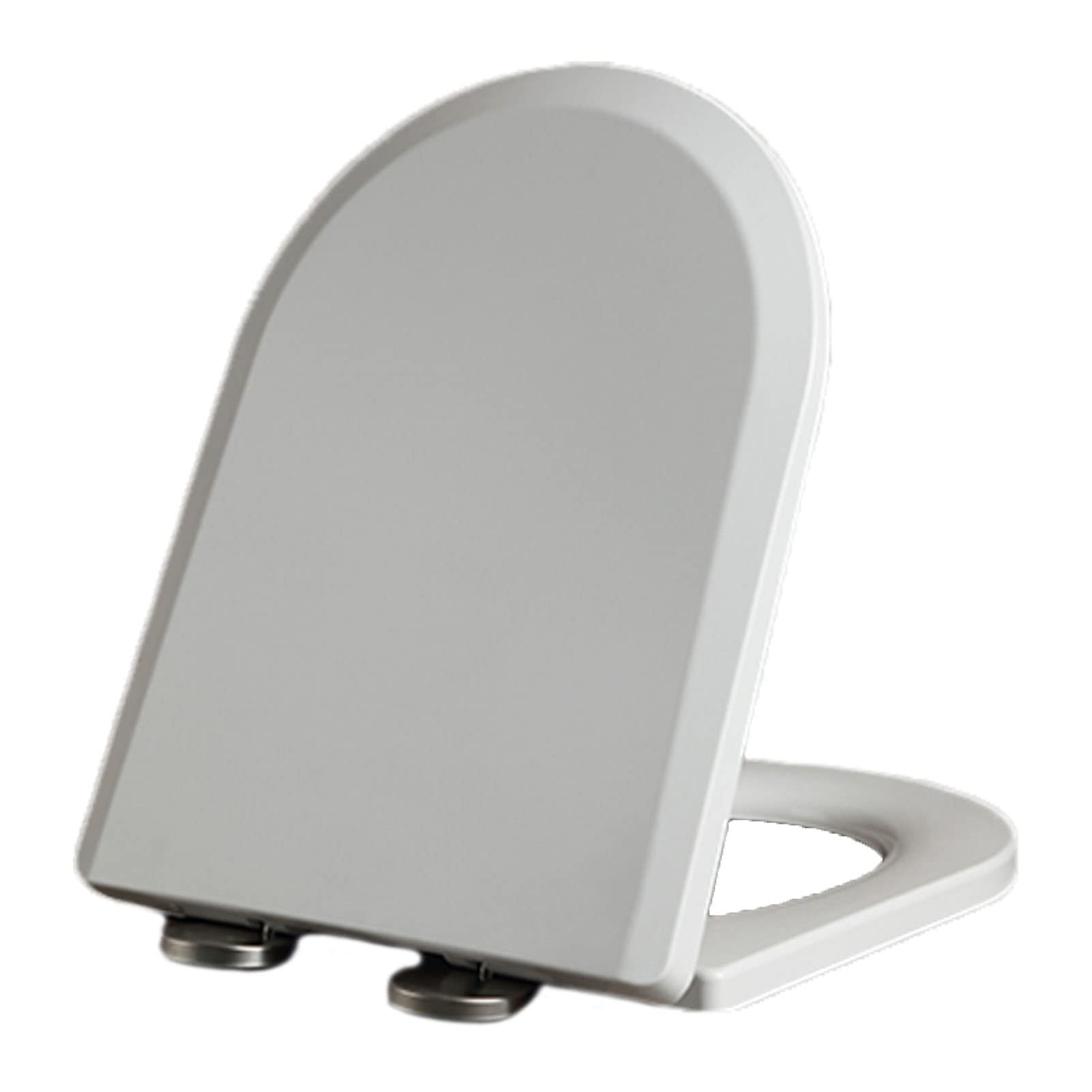 Ergonomic Elongated Toilet seat, Easy to Install fits Oval, Adjustable, Lightweight, Durable, Portable, User-Friendly, Compact, White, Slow, Close, Cover