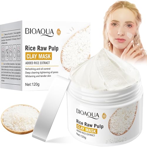 Rice Raw Pulp Clay Cream,Maschera Viso al Riso,Maschera Idratante al Fango di Riso,Rice Extract Anti-Aging Moisturizing Cream,Pulisce in Profondità i Pori,Rimuove Impurità,Ripara la Pelle Danneggiata