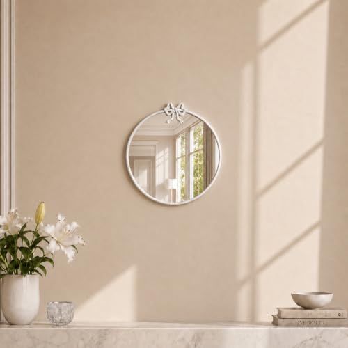 Image of 12 Inch White Circle Mirror Round Mirror Vintage Wall Mirror Decorative