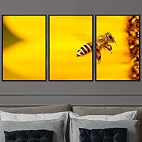 3 Piece Framed Canvas Wall Art Colorful Bee Insects Canvas Prints Home Artwork Decoration for Living Room,Bedroom - 16