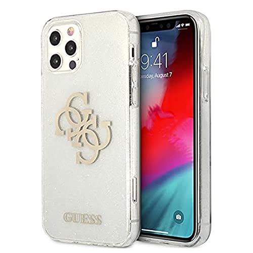 Guess GUHCP12LPCUGL4GTR Coque de Protection pour iPhone 12 Pro Max 6,7" Transparent Paillettes 4G Big Logo