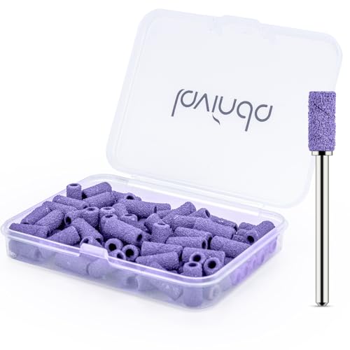 Lavinda Small Sanding Bands for Nail Drill with 3.1mm Mandrel Bit, 80 Piece Set Coarse Mini Sanding Bands Nail Drill Bits for Acrylic Nails Gel Manicures and Pedicures (80 Grit, Purple)