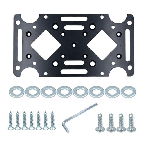 TERLIGSK Mailbox Mounting Bracket, 4mm Thick Cold Rolled Steel Reinforcing Plate, Universal Post Mount Adapter for Bottom-Mount Mailboxes, Includes Hardware, 1-Pack