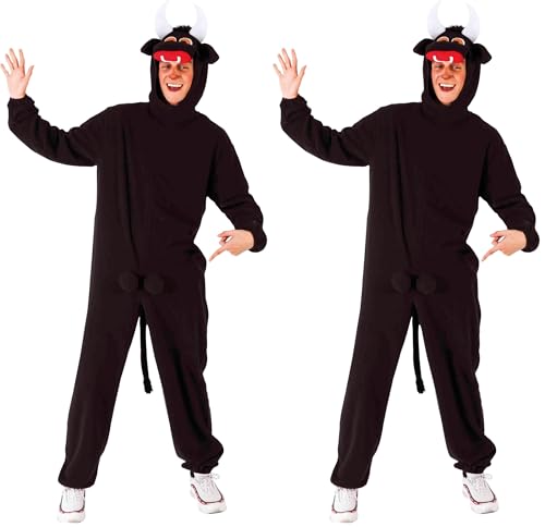 Rubies Disfarce de Touro para Adulto, Unisex Tamanho Único, Jumpsuit com Capuz e Cauda Anexada, Original da Rubies para Halloween, Carnaval, Festas, Despedida de Solteiro, Cosplay e Aniversário