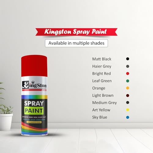 Image of Kingston Acrylic Spray Paint for Metal, Wood, Wall & Plastic, Multi-Surface DIY Paint, Quick Dry, Smooth Finish, 400ml Can, Blood Red, 1 Pc