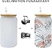 AGH Frosted 16OZ 12Pack Sublimation Glass Cups with Lids and Straws,Iced Glass Cups,Can Glass Tumbler with Lids and Straws,Drinking Glass Tumbler for Iced Coffee,Whiskey,Soda,Milk,Juice.