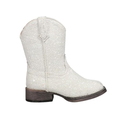 ROPER Toddler Girls Galore Glitter Square Toe Casual Boots Mid Calf - White