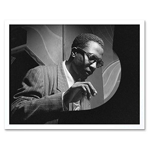 Wee Blue Coo Vintage Portrait Jazz Legend Thelonious Monk Playing Art Print Framed Poster Wall Decor 12X16 Inch