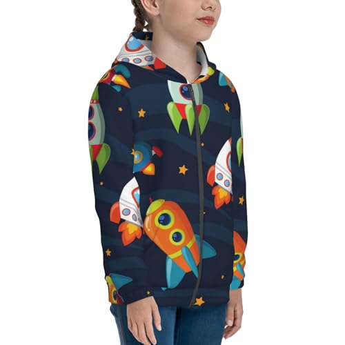 Spaceships and Stars Kid Hoodies Boys Zip Up Sweatshirts Girls Pullover with Pocket4