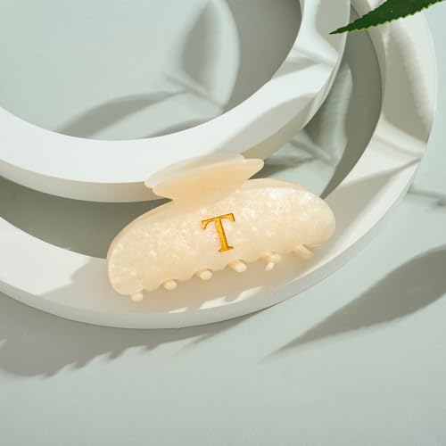 Image of LILIE&WHITE Acrylic Letter Hair Clips For Women Stylish T Monogram Hair Claw Alphabet Hair Clip Fashion Glitter Claw Clip Elegant And Durable Hair Accessory Large Hair Clips T