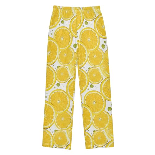 Lemon Fruit Long Pajama Pants Elastic Waist PJ Bottoms with Pockets S A1114772