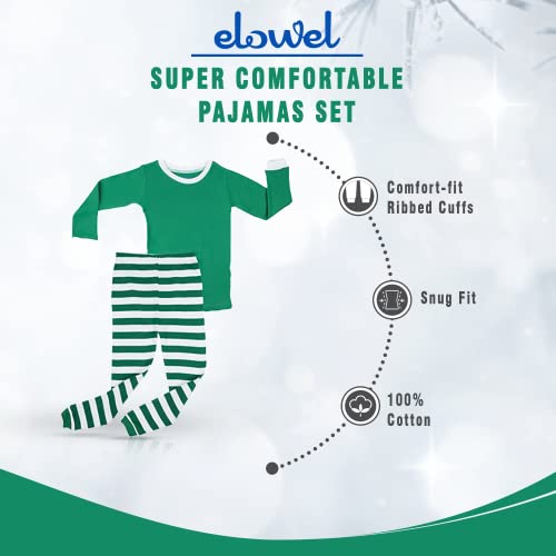 Elowel Boys Girls Striped 2 Piece Kids Pajamas Set 100% Cotton 6M-12Y3