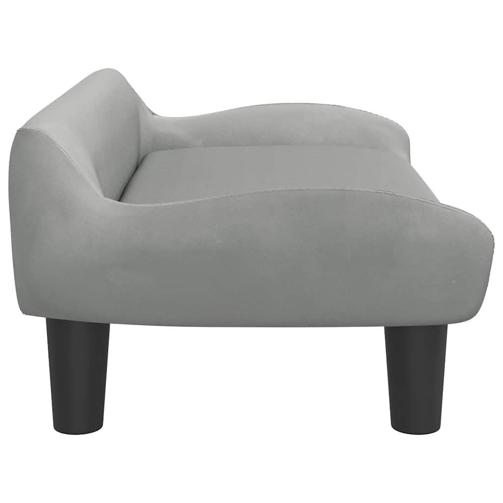 Hundebett Hundesofa aus Samt, modernes Haustierbett mit solidem Holzrahmen, weiches Hundekörbchen für kleine Hunde und Katzen, bequemer Schlafplatz, 70 x 40 x 24 cm, Hellgrau