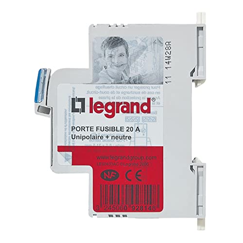 Legrand - Porte-fusibles 1P+N - 20A - 1 module - pour cartouches 8,5x31,5mm