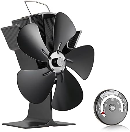 Amazon.com: gohantee 5 Blades Fireplace Fan Heat Powered Wood Stove Fan  Circulates Warm Heated Air for Gas Pellet Wood Log Burner Stove Fan  Efficient Heat Distribution Eco-Friendly with Thermometer : Home u0026