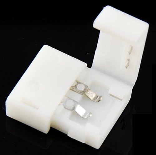 ABI 100x 8mm 2-pin Solderless Clip-on Coupler Connector for 3528 LED Strip Light (100-Pack)