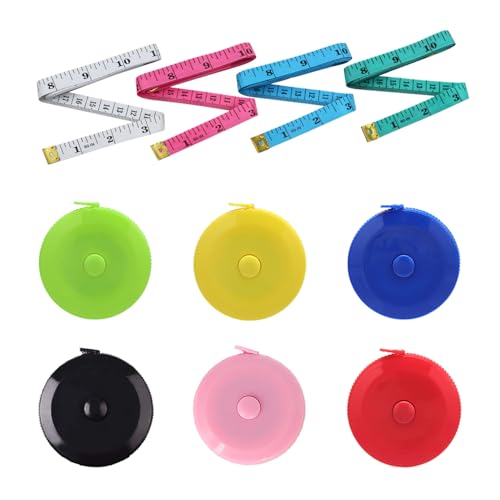 Syeycw 10 Pezzi Metro Sarta, Metro Da Sarta Morbido, 150Cm/60Pollici Avvolgibile Doppia Graduazione, Per Il Cucito E La Misurazione Delle Parti Del Co