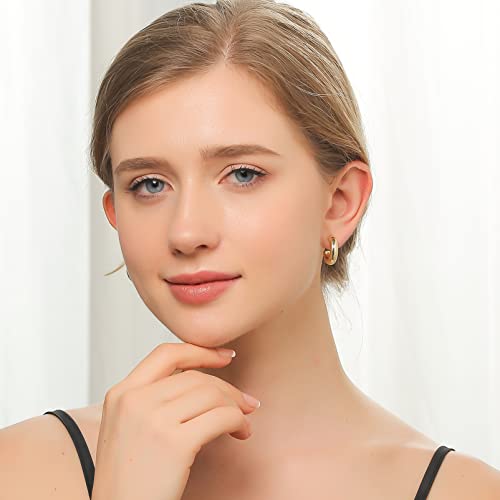 Vgothe Chunky Gold Hoop Earrings For Women, Small Gold Hoop Earrings 14K Real Gold Plated, Open Hoops Lightweight Trendy Jewelry #TOP1