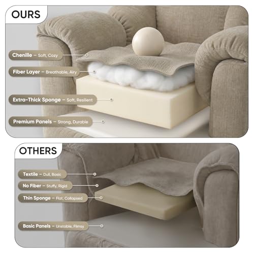 Sillón reclinable chenille color beige miniatura 3