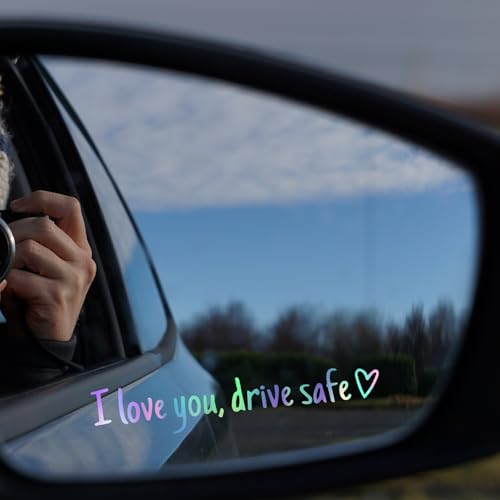 I Love You Drive Safe Aufkleber 8 Stück Drive Safe Spiegel Aufkleber Spruch Auto-Stickers für Frauen Sicheres Fahren Sticker Set Rückspiegel Sticker für Autofenster Spiegel Deko Zubehör