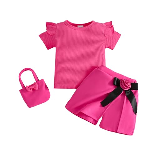 Camisetas de manga corta para niñas, conjuntos frescos de falda y bolso