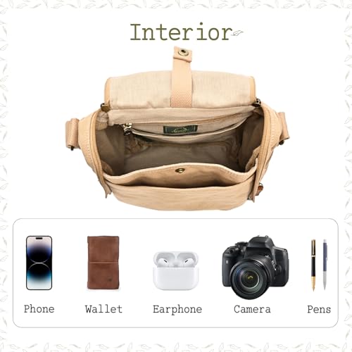 TSD Brand Atona Traveler Canvas Crossbody Bag (Khaki)3