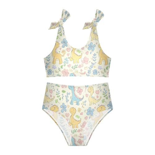 Wusikd Cute Dinosaurs Colors Girls Swimsuits Two Piece Yellow Swimwear Bikini Set for for Girls Size 3T3