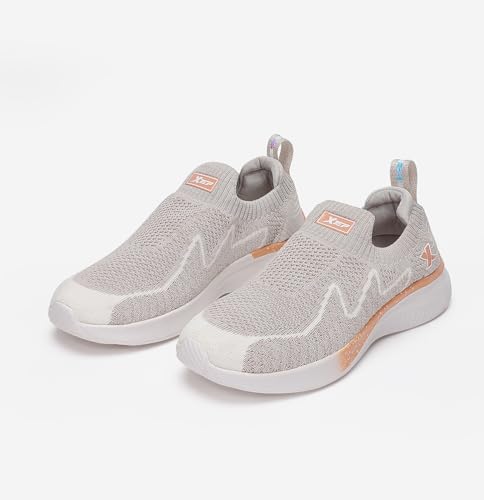 Image of XTEP Running Shoes for Women Breathable Knitted Pull On Sports Walking Shoes Lightweight Casual Sneakers