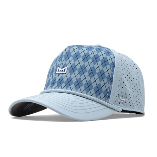 melin Odysea Links Hydro, Blue Argyle, Men's Performance Snapback Hats, Water-Resistant Fitted Baseball Caps for Men & Women, Golf, Running, or Workout Hat, Medium-Large