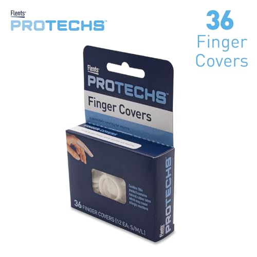 Image of Flents First Aid Finger Cots, Protect Finger During Healing, Cover Cuts & Injuries, Durable & Comfortable Barrier Gloves for Wound Care and Hygiene, Disposable, Latex, 36 Count