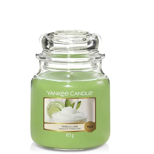 Yankee Candle bougie jarre parfumée | moyenne taille | Vanille et citron vert | jusqu’à 75 heures de combustion